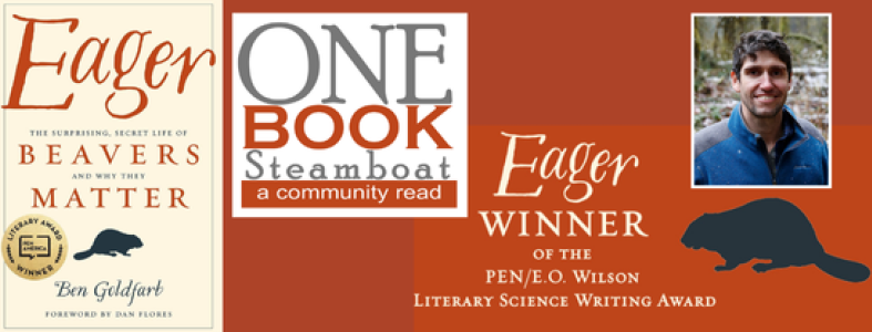 One Book Steamboat banner features book cover to Eager and author Ben Goldfarb.