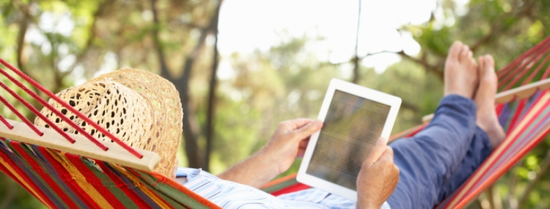 Banner Reading eBook in a Hammock