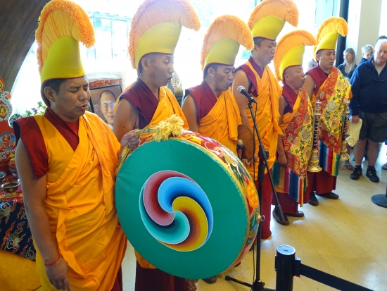 Opening ceremony mantras and Tibetan horns resonated throughout the library.